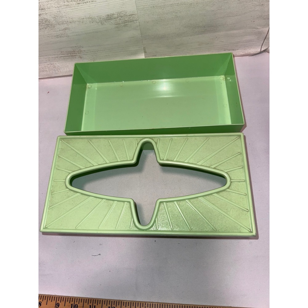 Vintage Green Plastic Tissue Box Cover Starburst Mid Century Modern Retro MCM